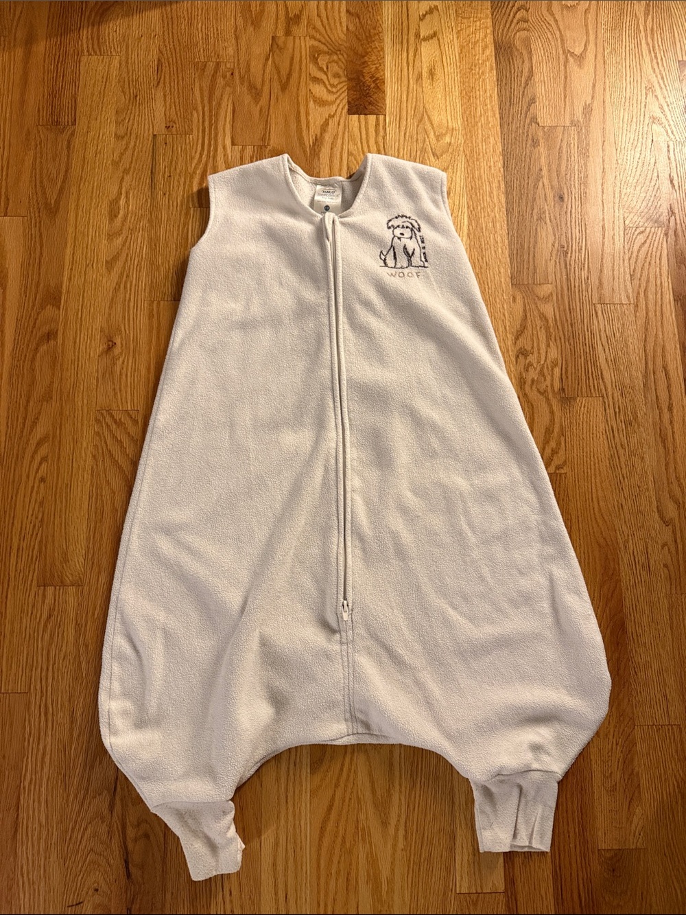 Halo Cream Sleeveless Baby Sleep Sack with Dog Embroidery